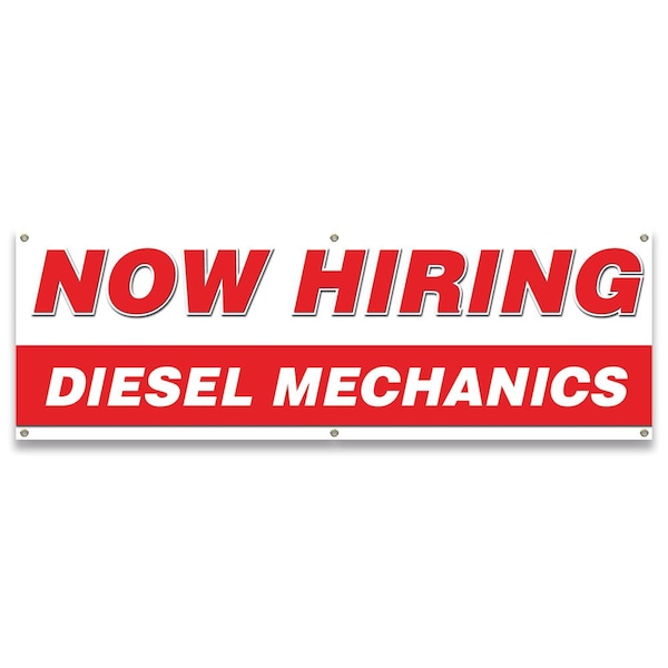 Now Hiring Diesel Mechanics Banner Apply Inside Accepting Application Single Sided